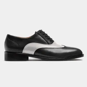  Oxfords Pala Vega en piel blanco y negro