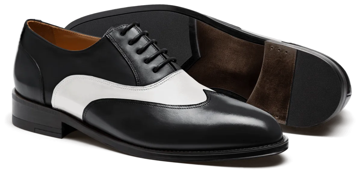  Oxfords Pala Vega en piel blanco y negro