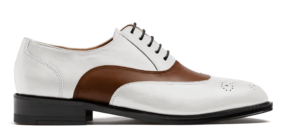  Oxfords Pala Vega en piel marrón y blanco