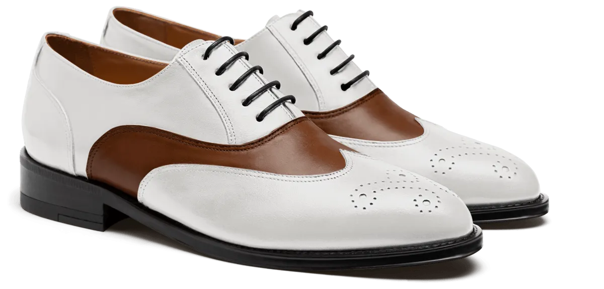  Oxfords Pala Vega en piel marrón y blanco