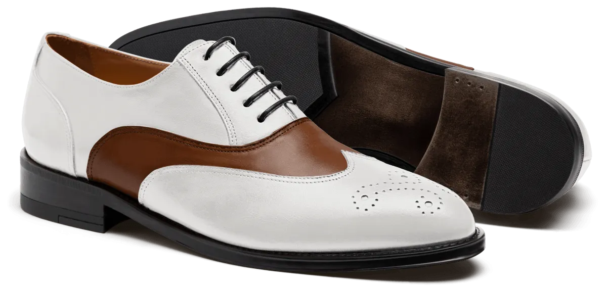  Oxfords Pala Vega en piel marrón y blanco