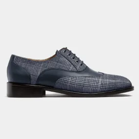  Oxfords Pala Vega en piel y tweed azul