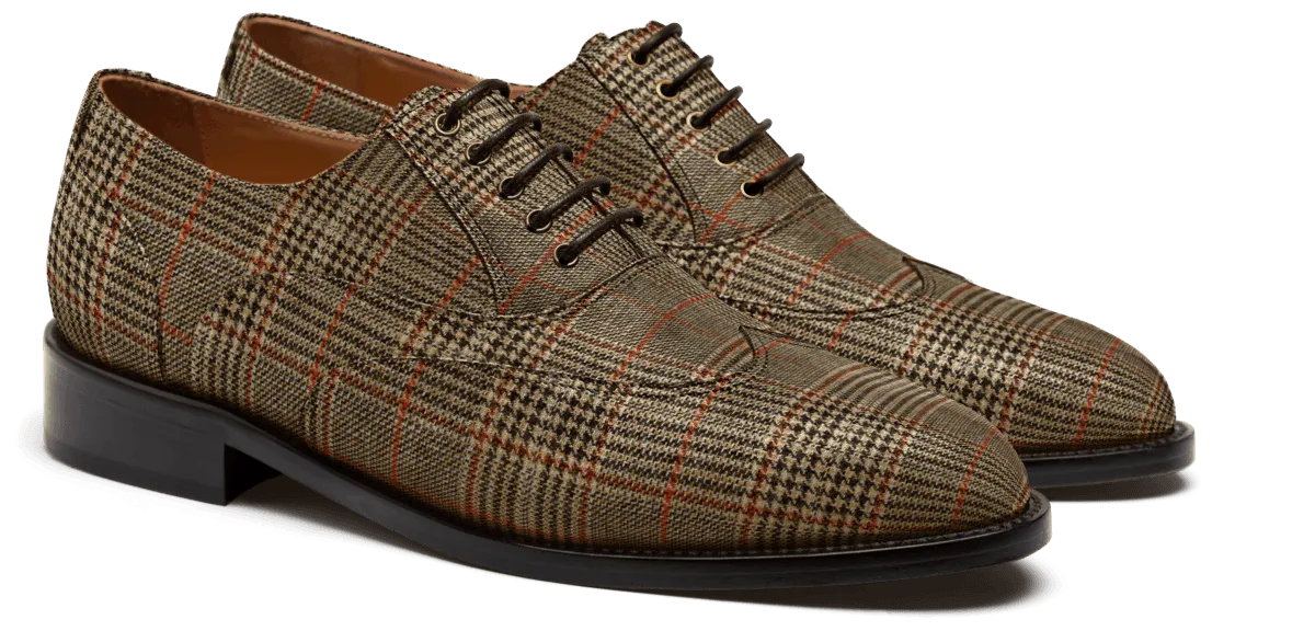  Oxfords Pala Vega en tweed y serraje marrón