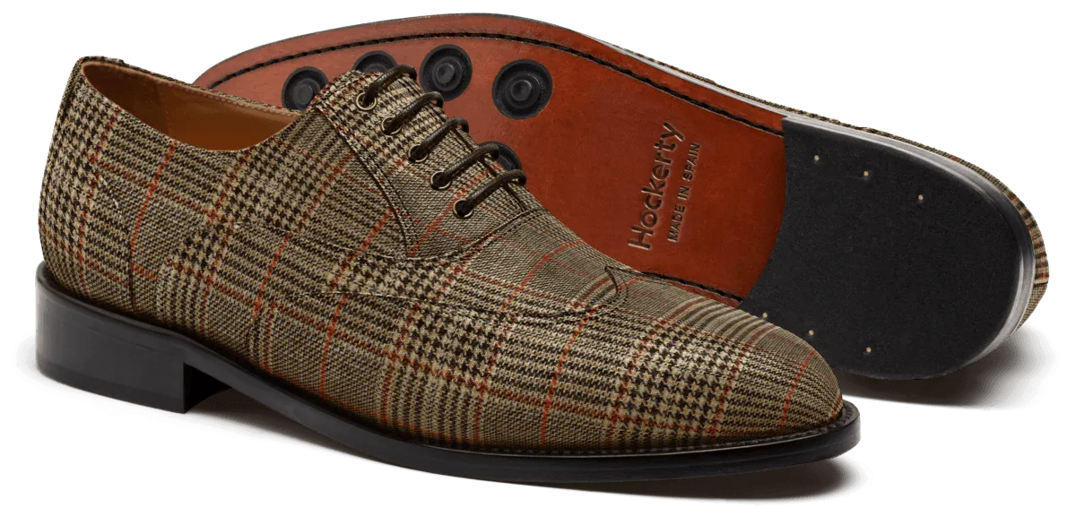  Oxfords Pala Vega en tweed y serraje marrón