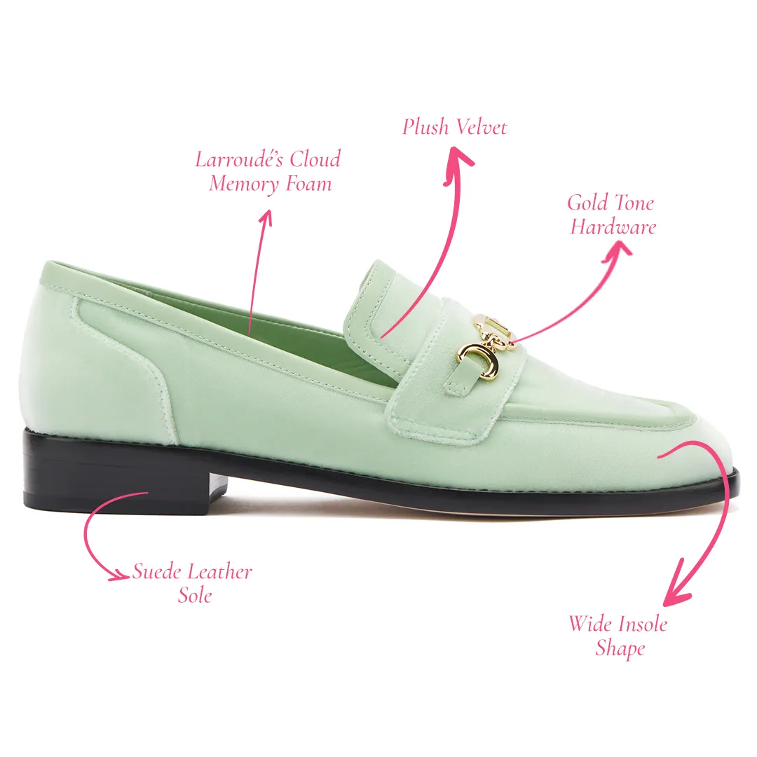 Patricia Loafer - Mint Green Velvet - Buy Now