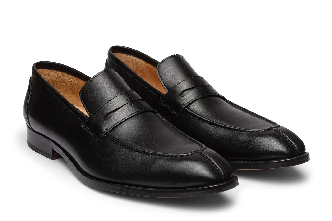 Penny loafer featuring hand cording on the vamp, toe, and back counter.