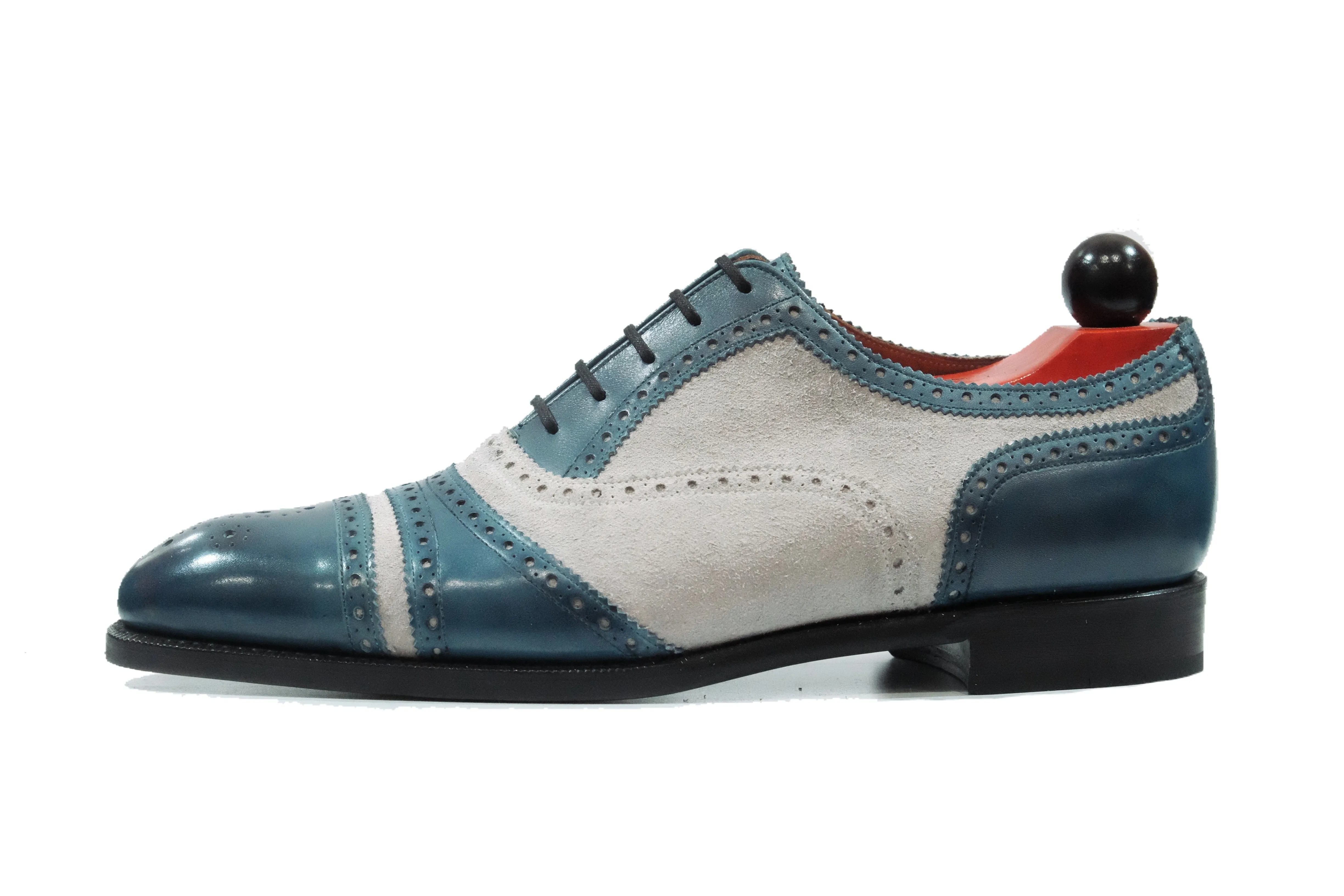 Phillips MTO - Shaded Teal Calf Pearl Suede - NGT Last - Single Leather Sole