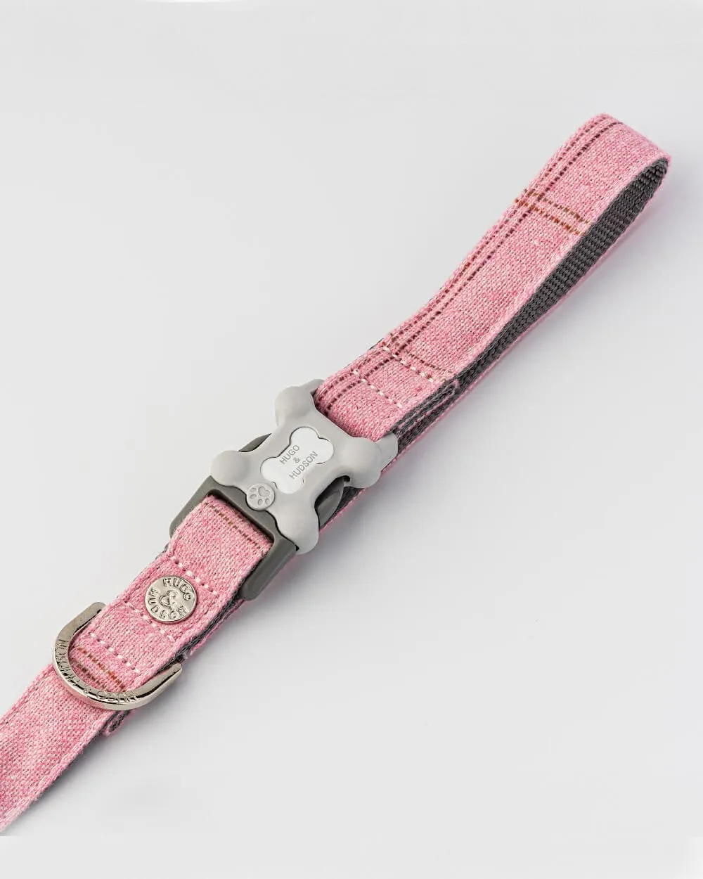 Pink Checked Tweed Dog Lead