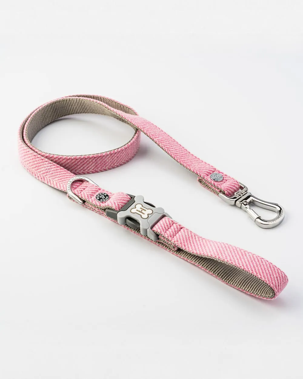 Pink Herringbone Tweed Dog Leash