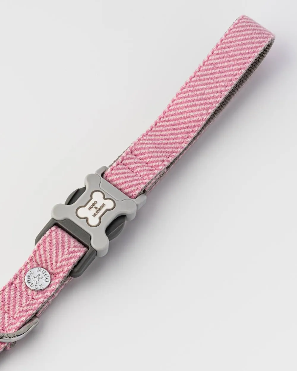 Pink Herringbone Tweed Dog Leash