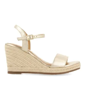 PLATINUM LEATHER SANDALS WITH JUTE WEDGE FOR WOMEN ZHEPE