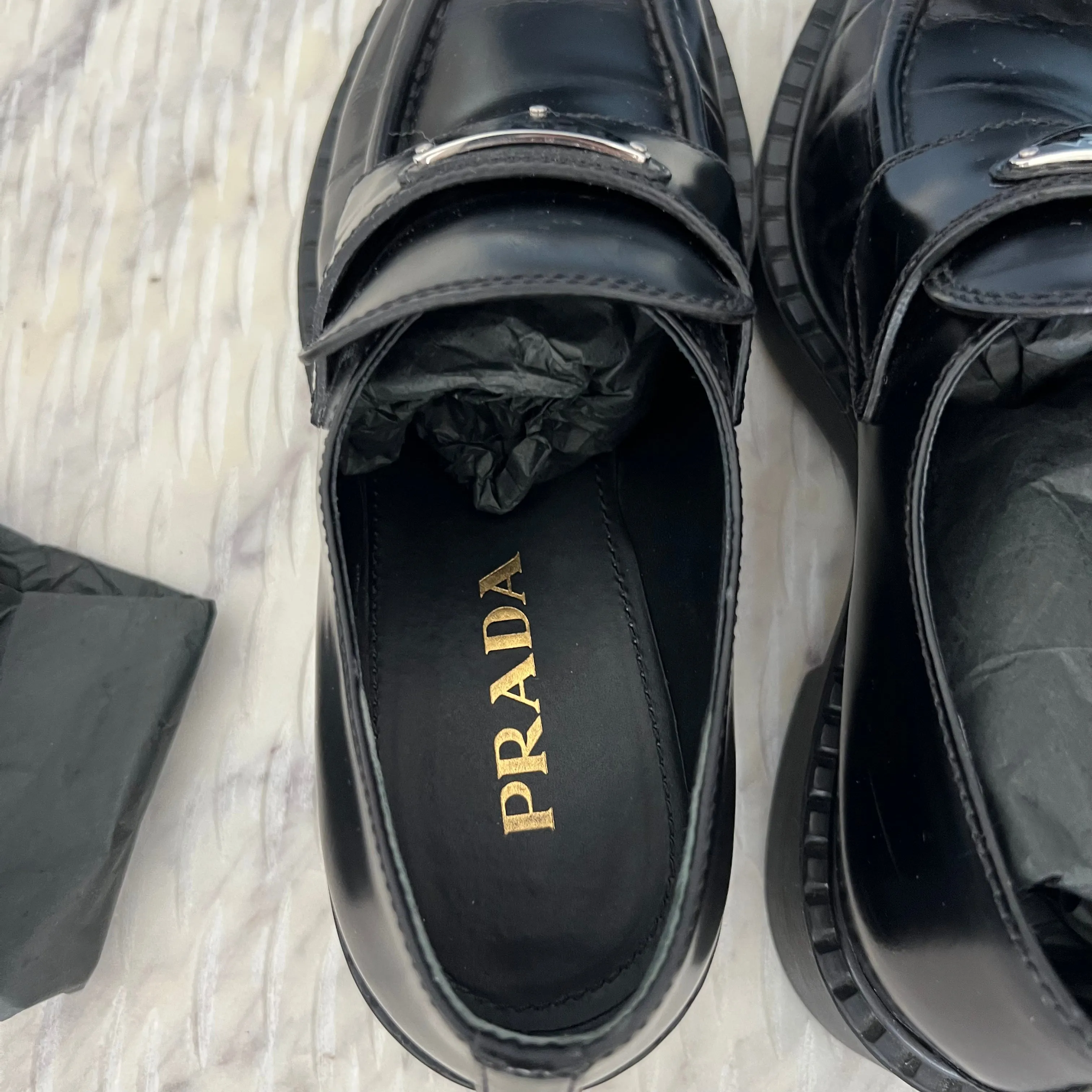 Prada Brown Leather Slip-On Shoes