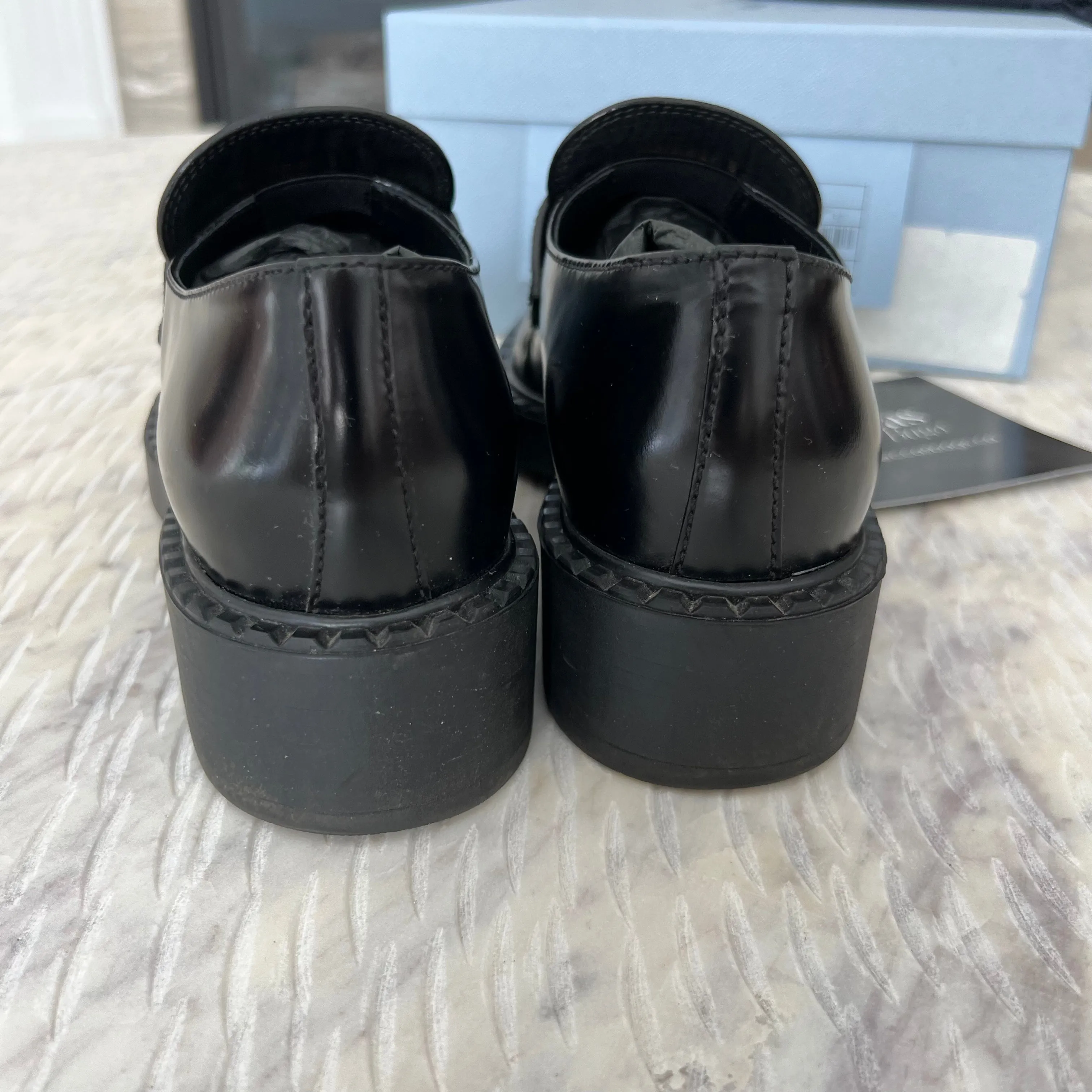 Prada Brown Leather Slip-On Shoes