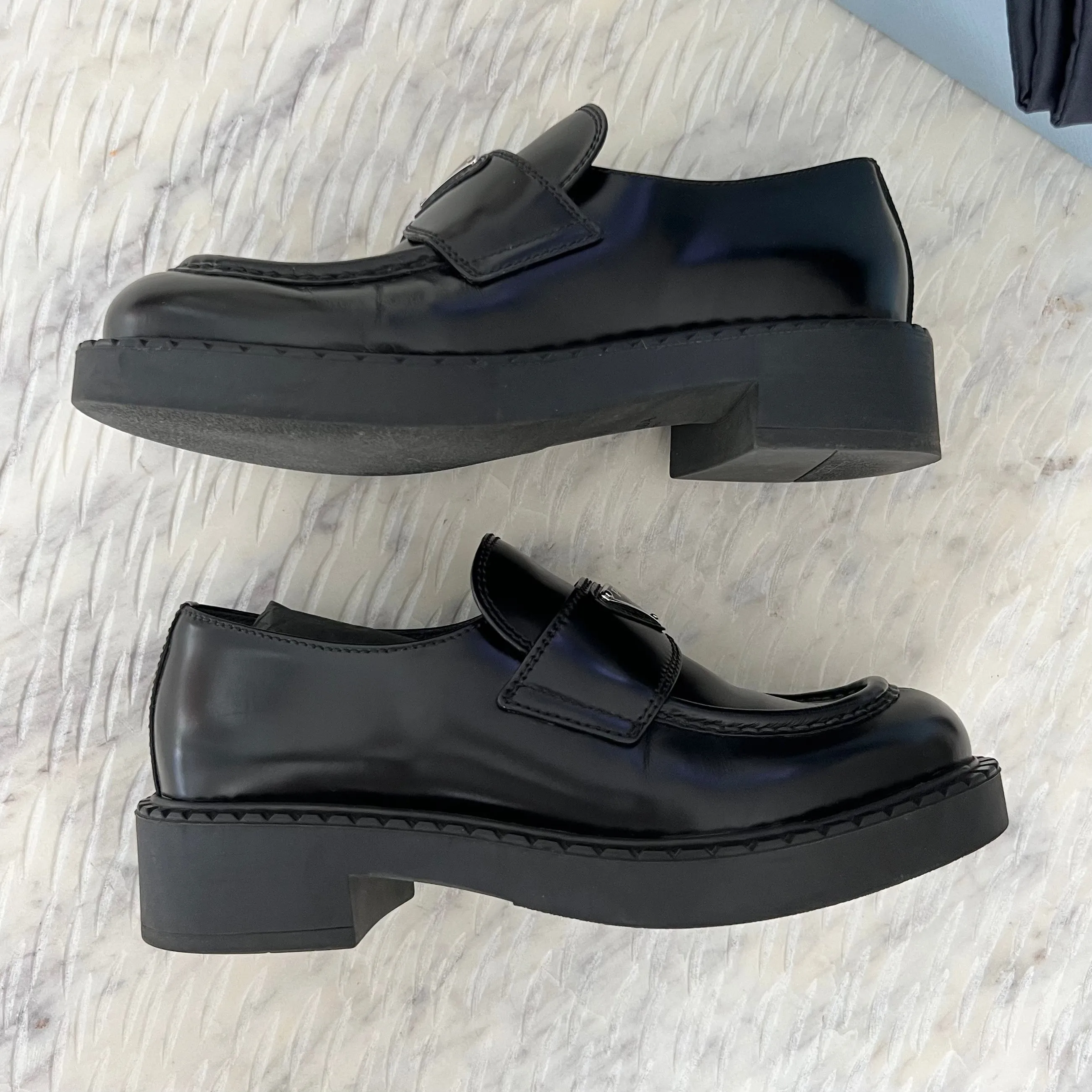 Prada Brown Leather Slip-On Shoes