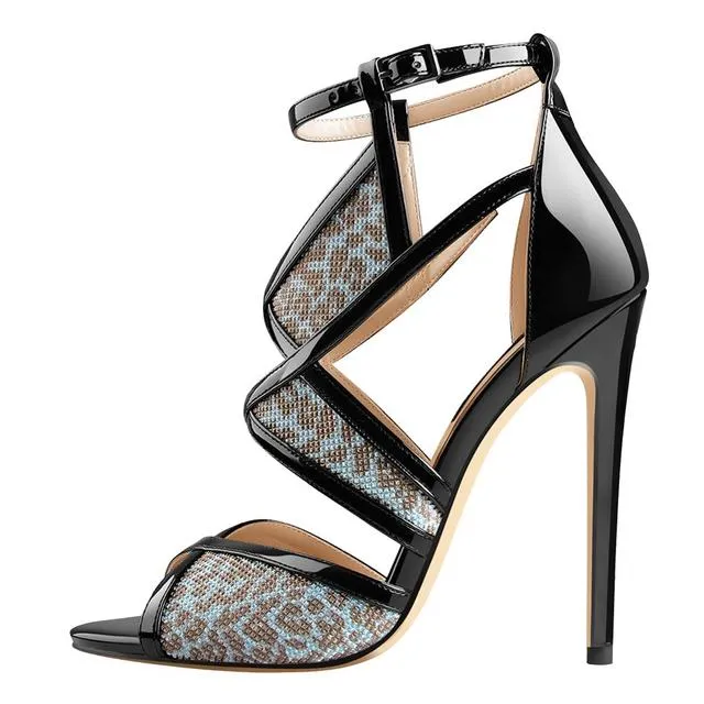 Queen Julima Black and Blue Sandals