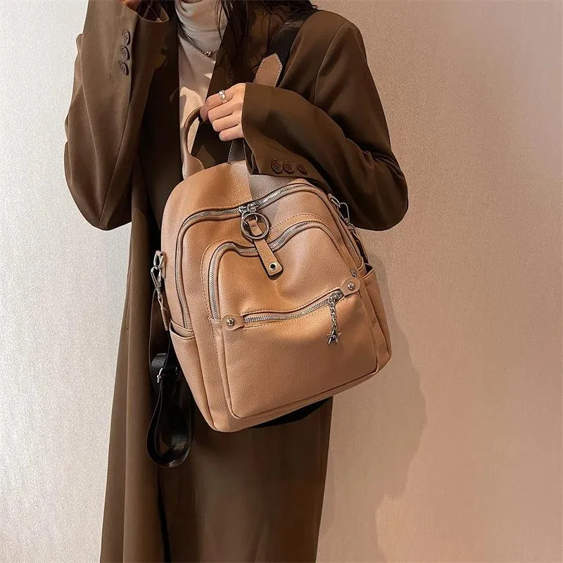 RB551 Luxury Soft Leather Backpack - School Shoulder Bag