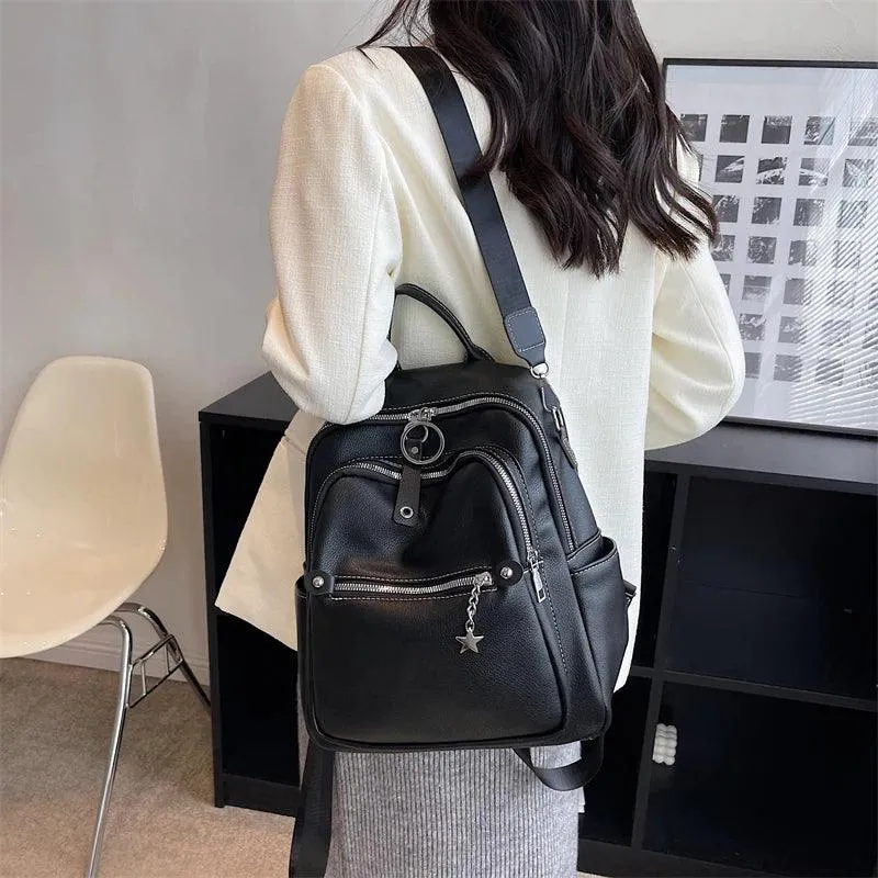 RB551 Luxury Soft Leather Backpack - School Shoulder Bag