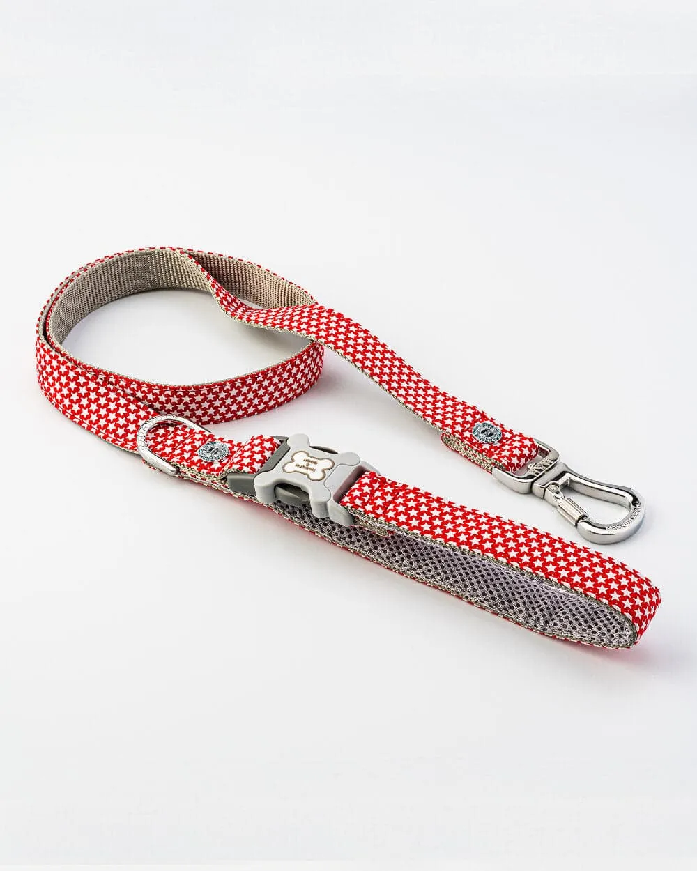 Red Star Fabric Dog Leash