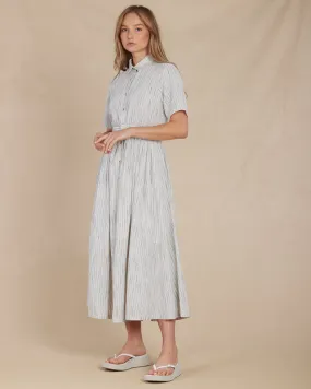 Renata Linen Dress with Striped Pattern