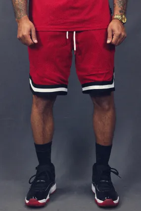 Retro Chicago Red Mesh Basketball Shorts for Men's Hoop Workout