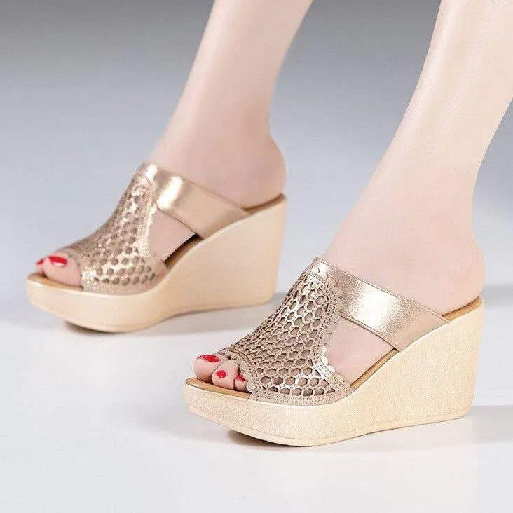 Rhinestone Cutout Platform Heels - Women's Casual Shoes DX212