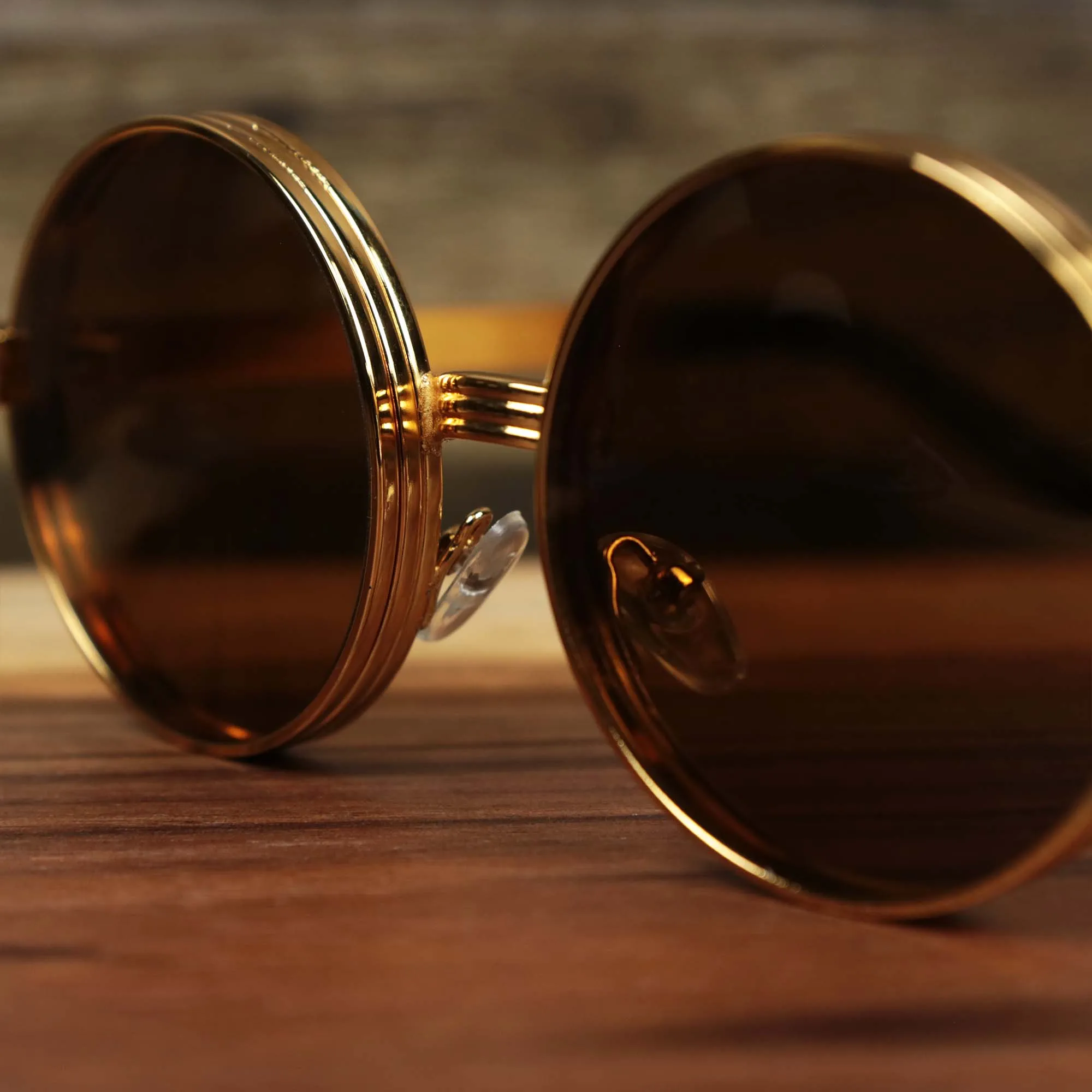 Round 3 Brown Lens Sunglasses with Gold Frame