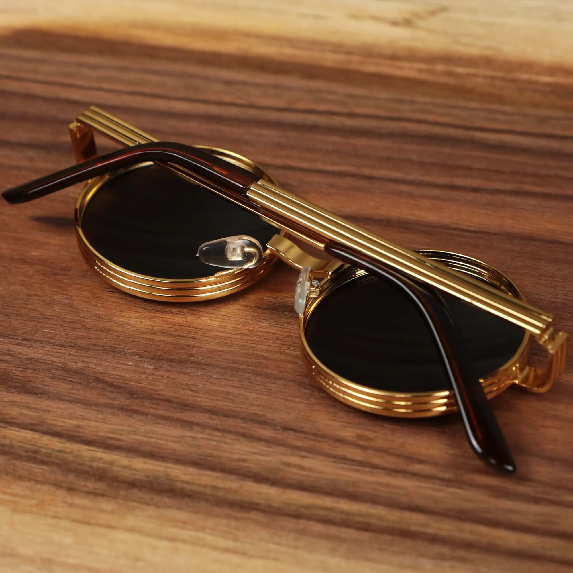 Round 3 Brown Lens Sunglasses with Gold Frame