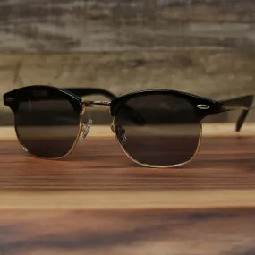 Round Black Lens Sunglasses with Black and Gold Frame