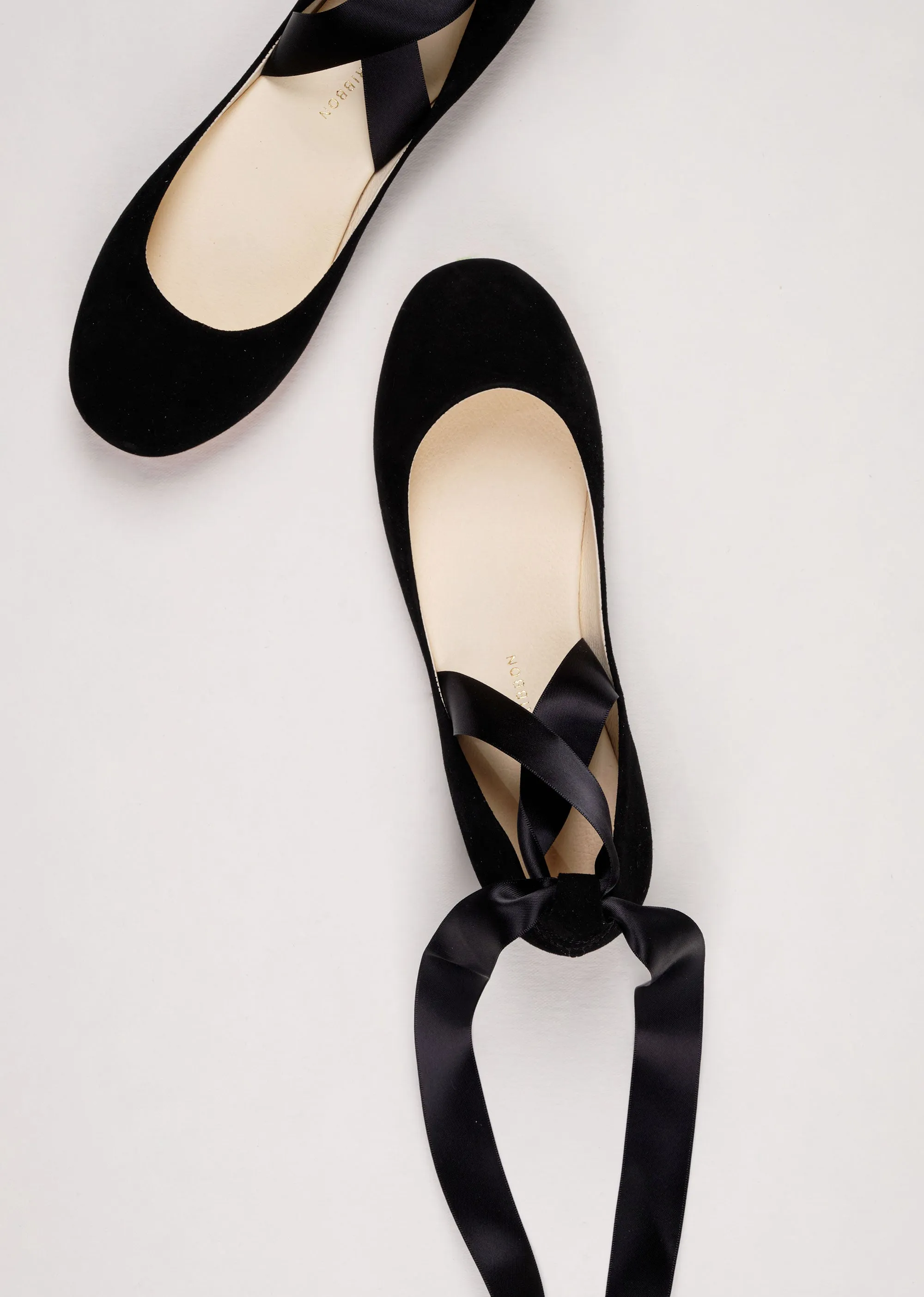 Sienna Black Nubuck Ballet Flats