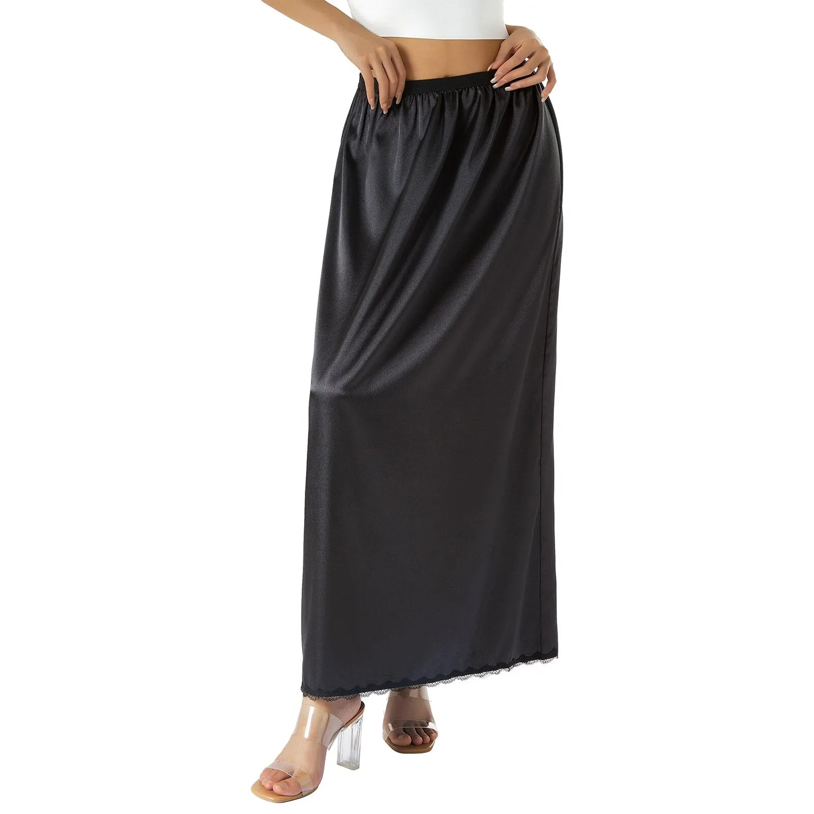 Silk skirt, high waisted, long skirt