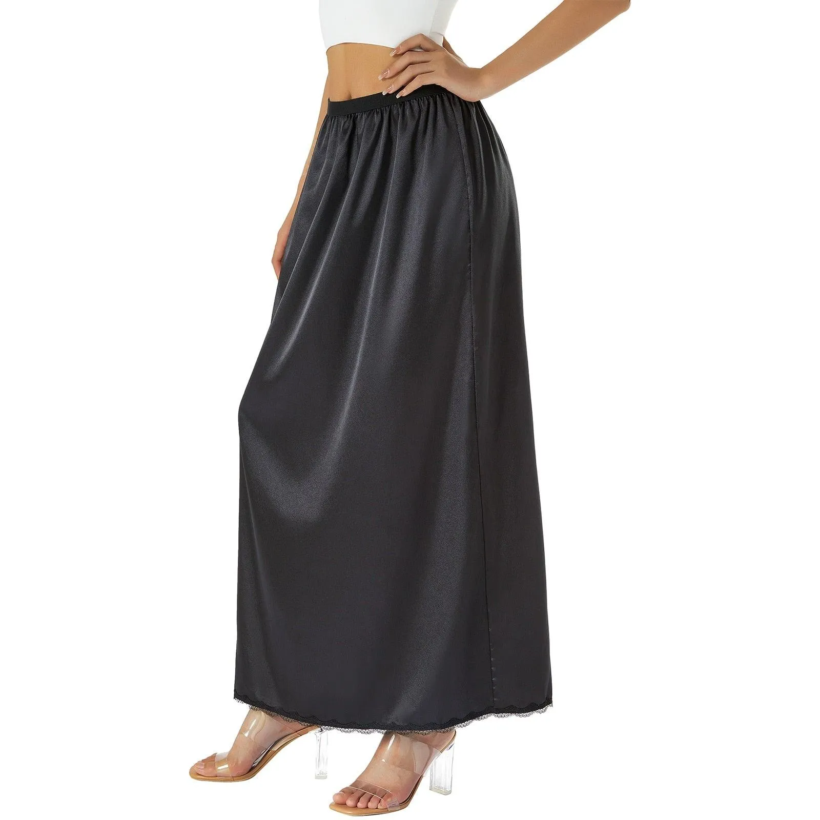 Silk skirt, high waisted, long skirt