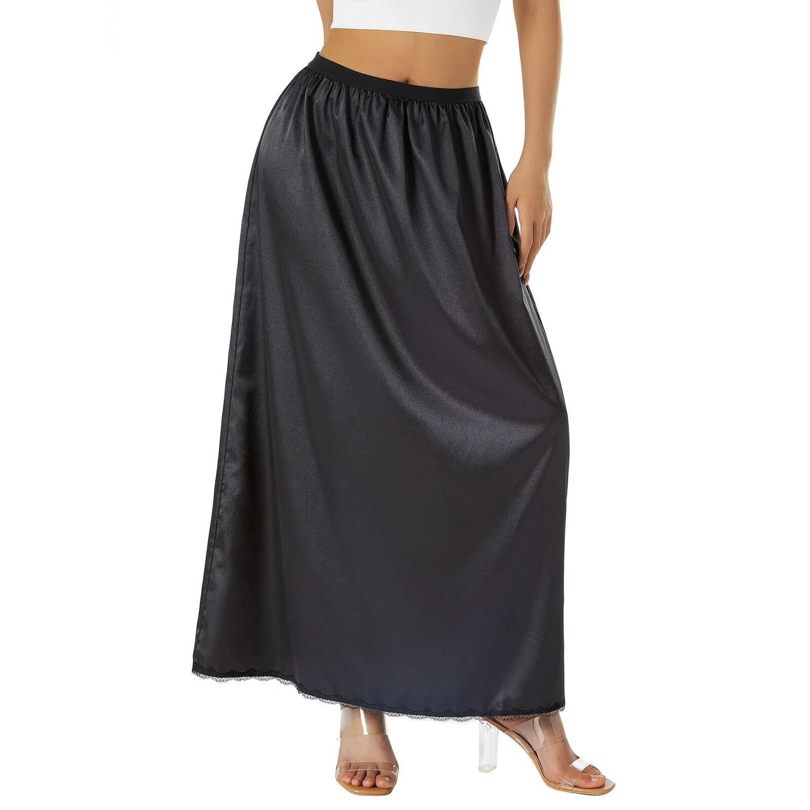 Silk skirt, high waisted, long skirt