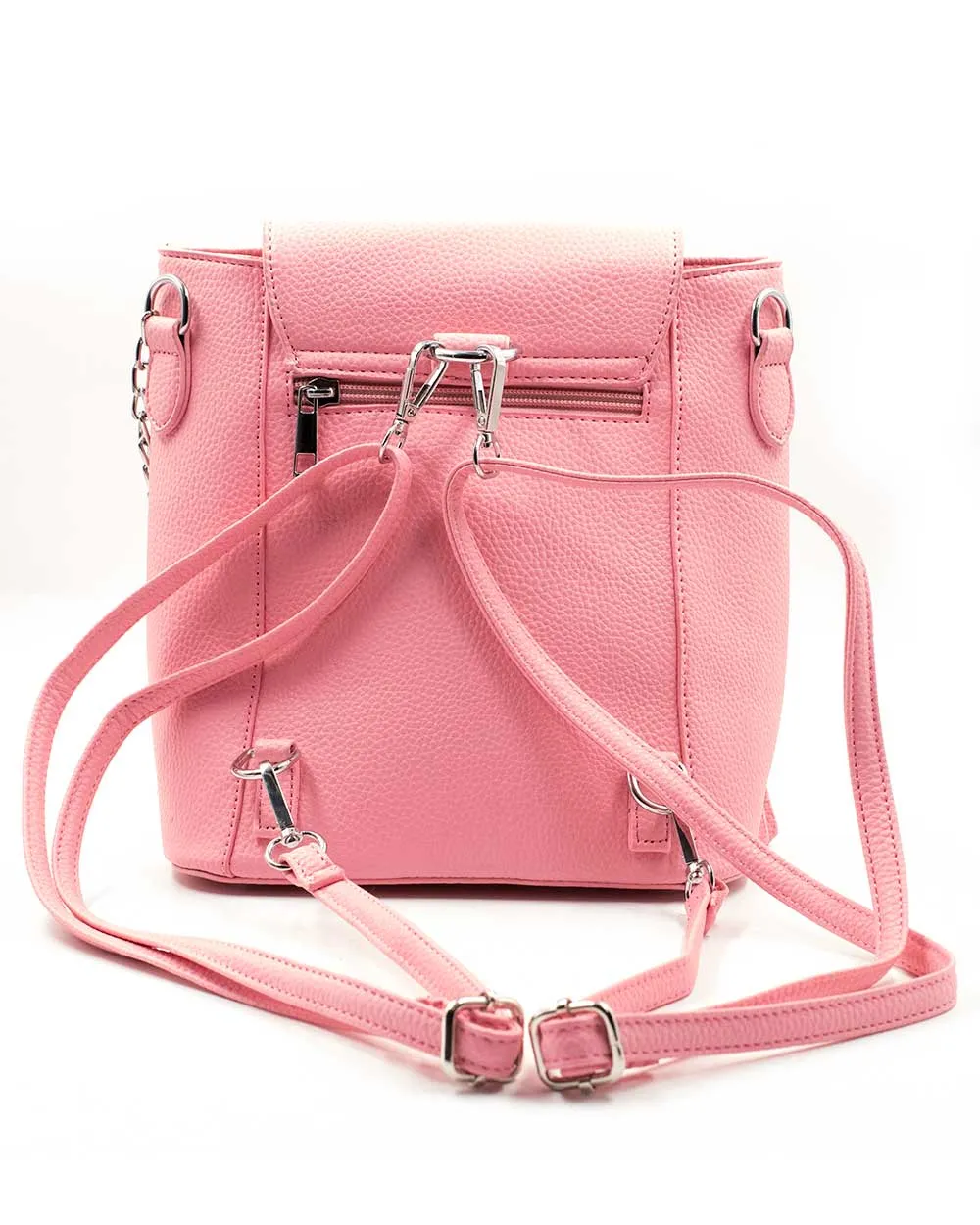 Small Pink Backpack with Chain Detail