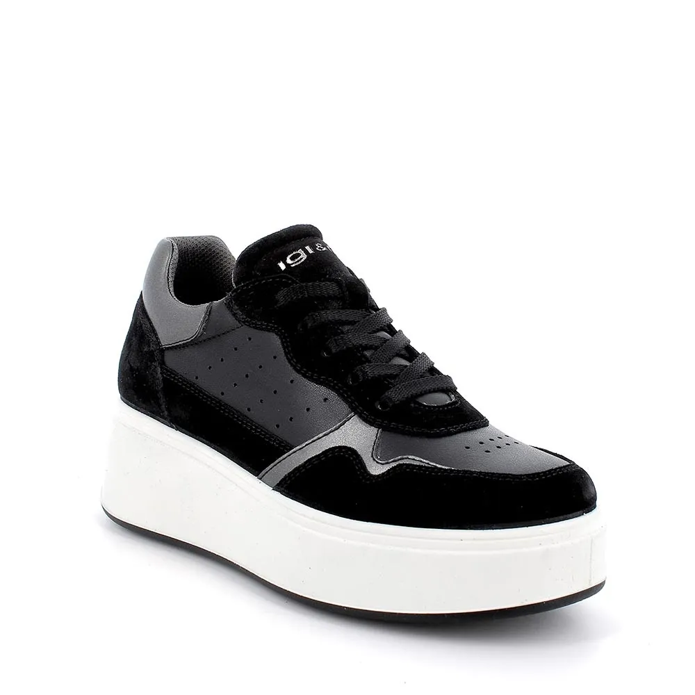 Sneakers Pelle Nero 4670800 Zeppa IGI&Co Donna