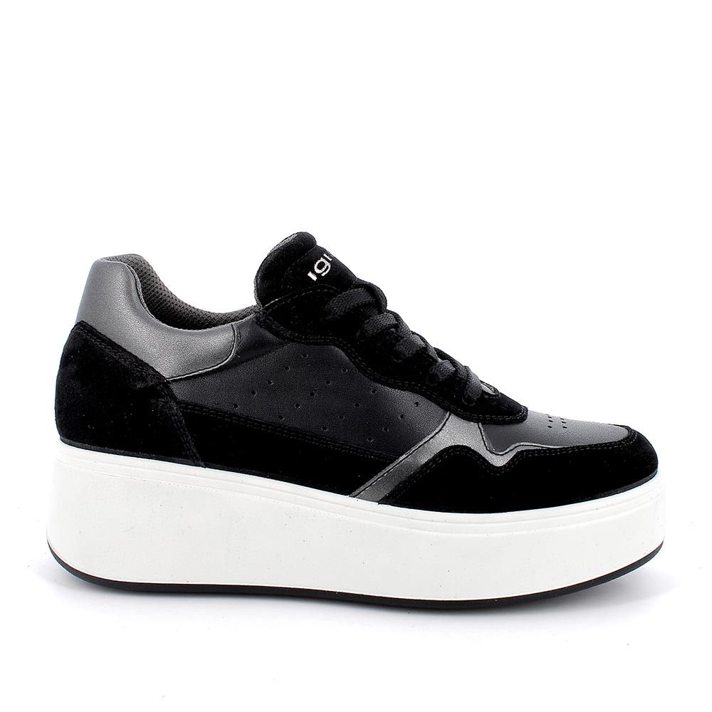 Sneakers Pelle Nero 4670800 Zeppa IGI&Co Donna