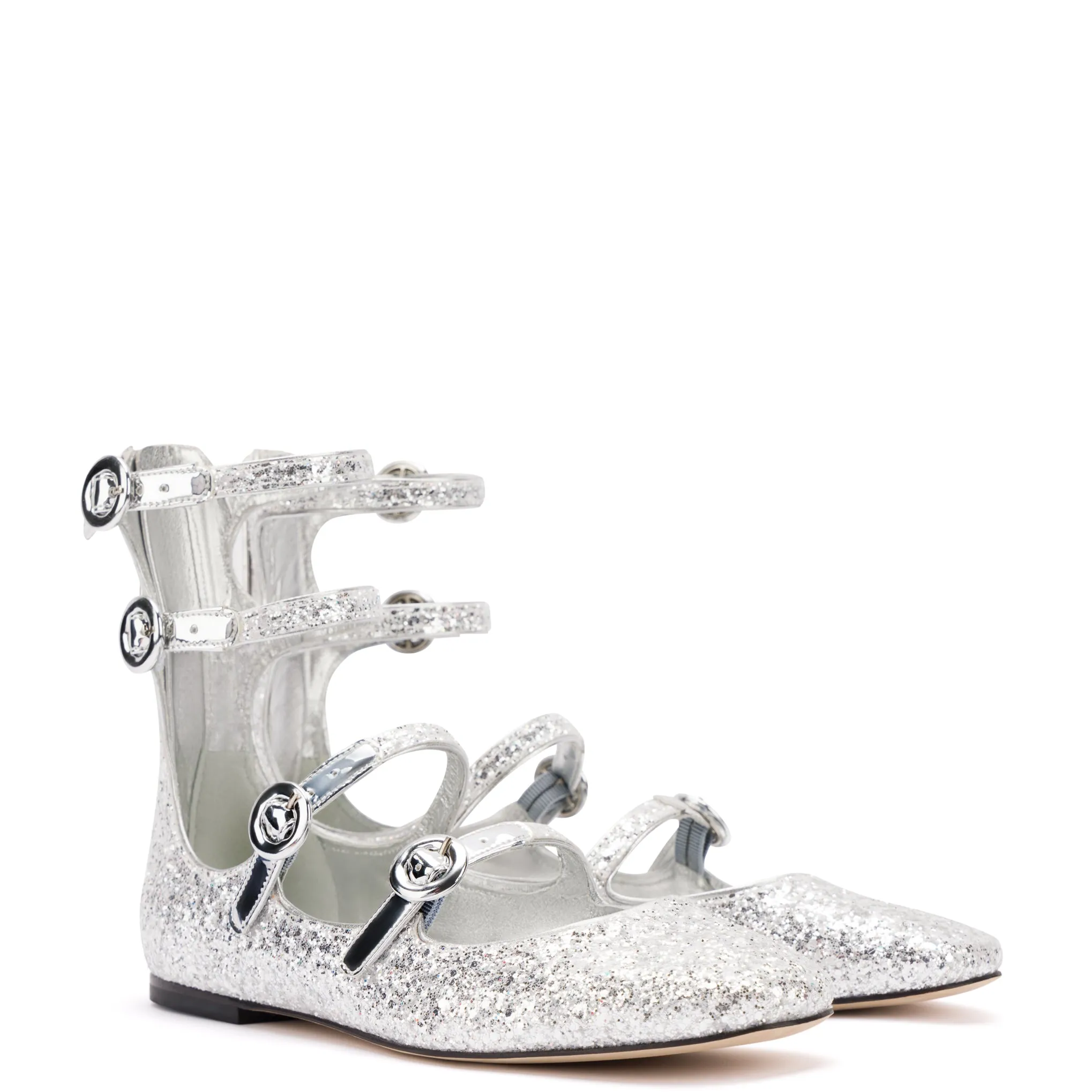 Sparkly Silver Alexa Flats