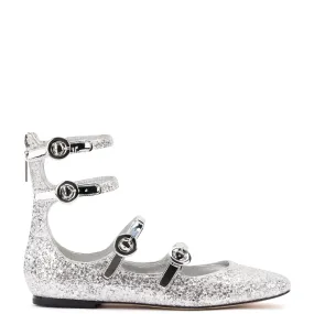 Sparkly Silver Alexa Flats