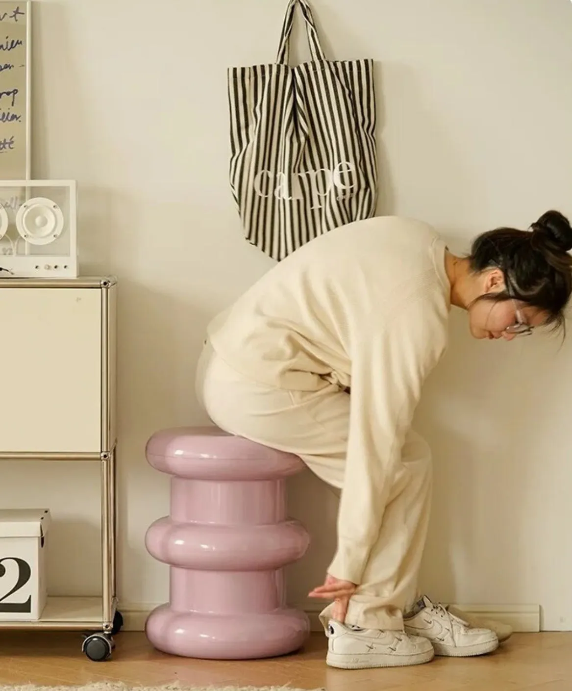 stacked stool side table