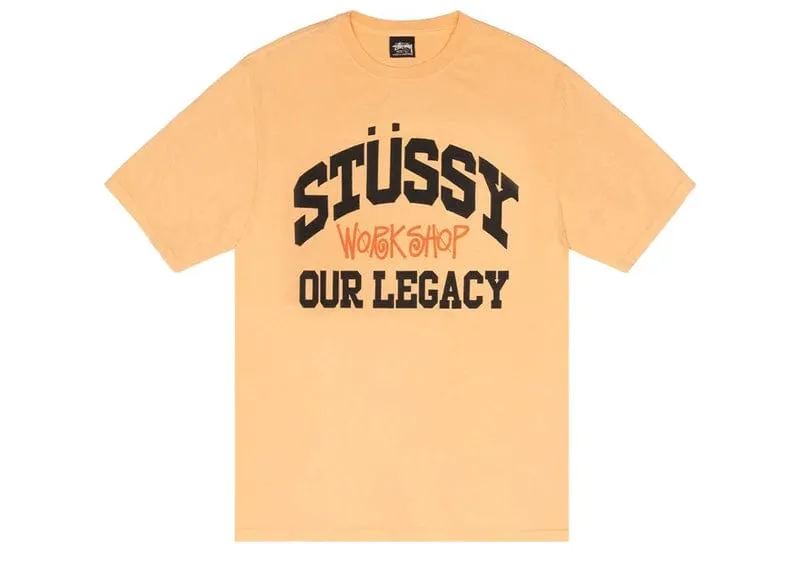 Stussy x Our Legacy Work Shop Collegiate Pigment Dyed Tee Peach