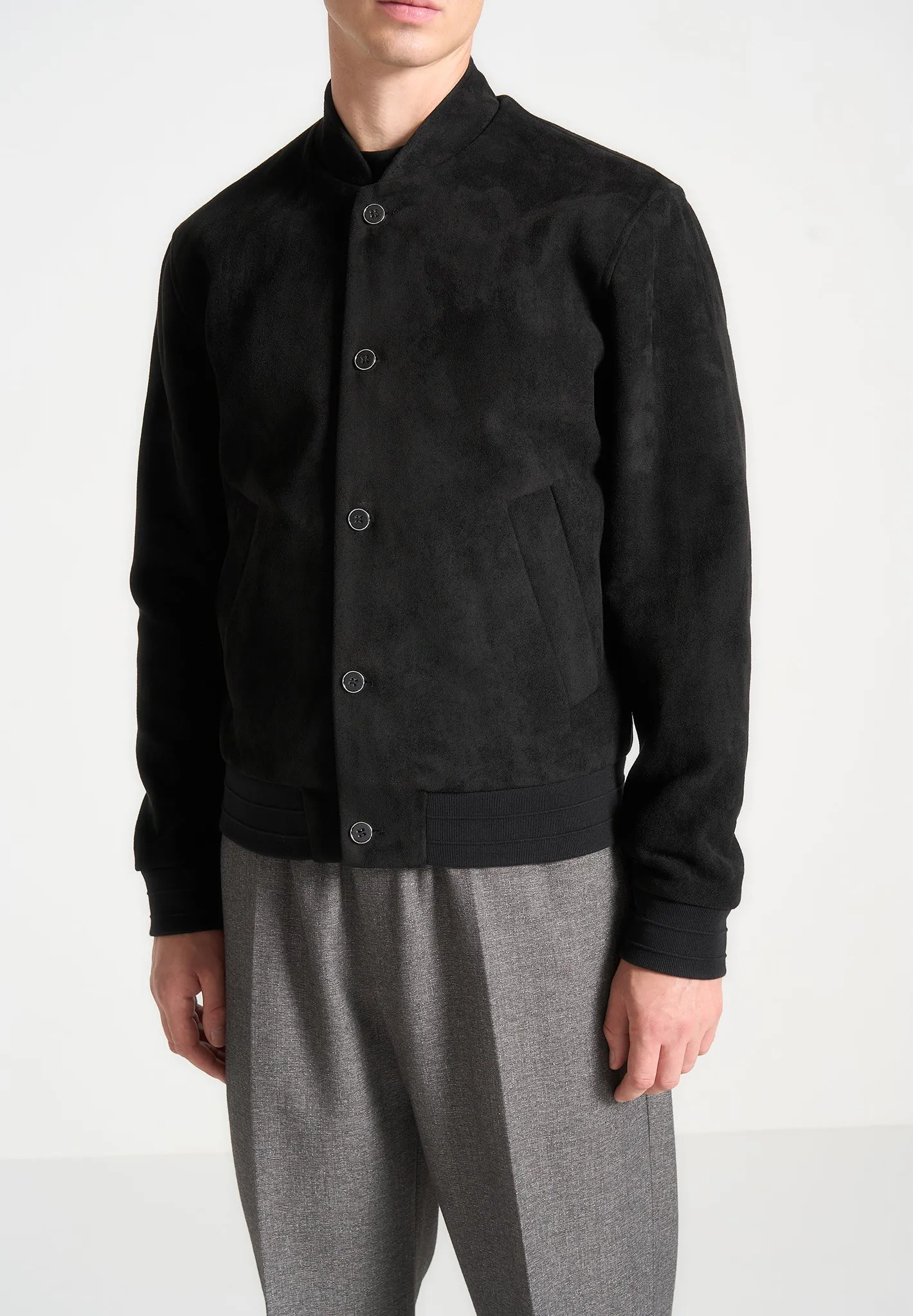 Suede Bomber Jacket - Black