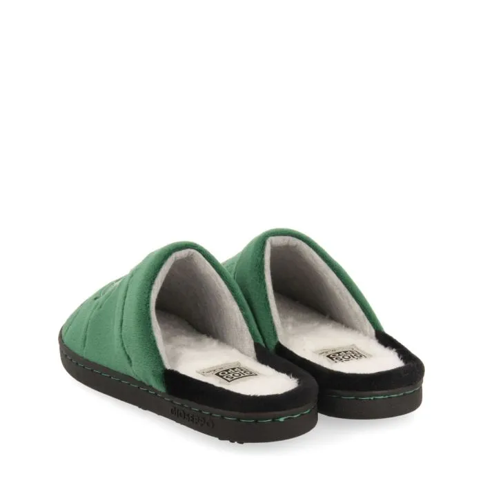 Tartu children's green backless slippers with a football print