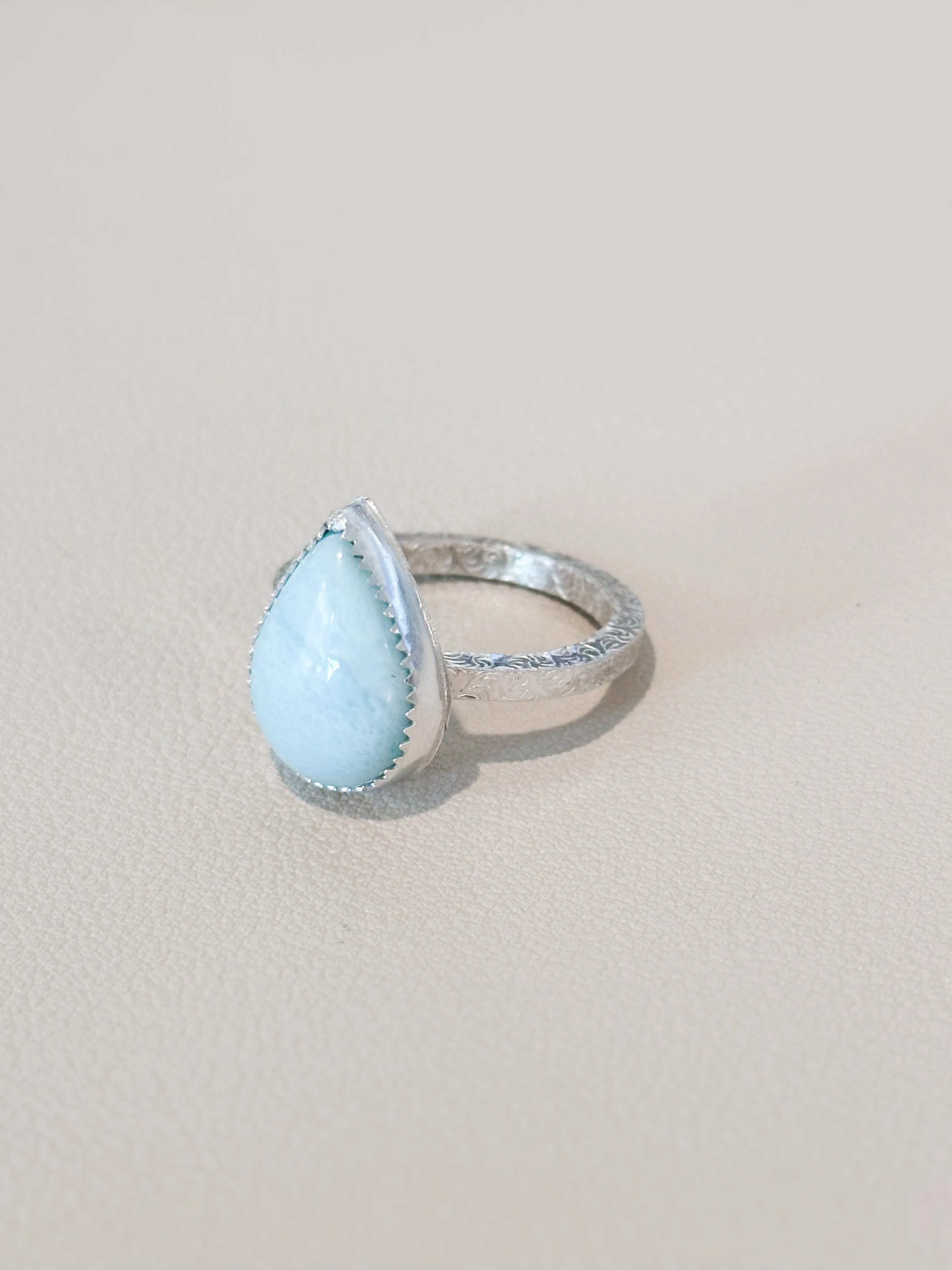 Teardrop Larimar Ring Size 8 - Available for Immediate Shipping