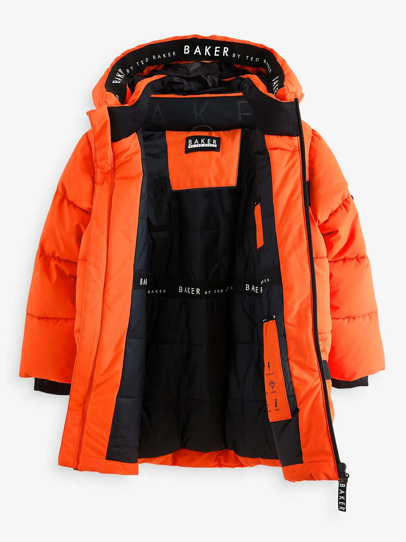 Ted Baker Baker By Ted Baker Longline Orange Padded Coat