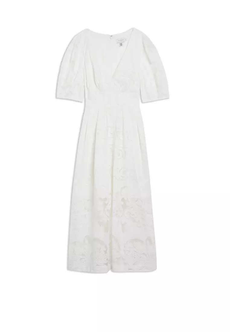 Ted Baker Ted Baker Lace Puff Sleeve Midi Dress