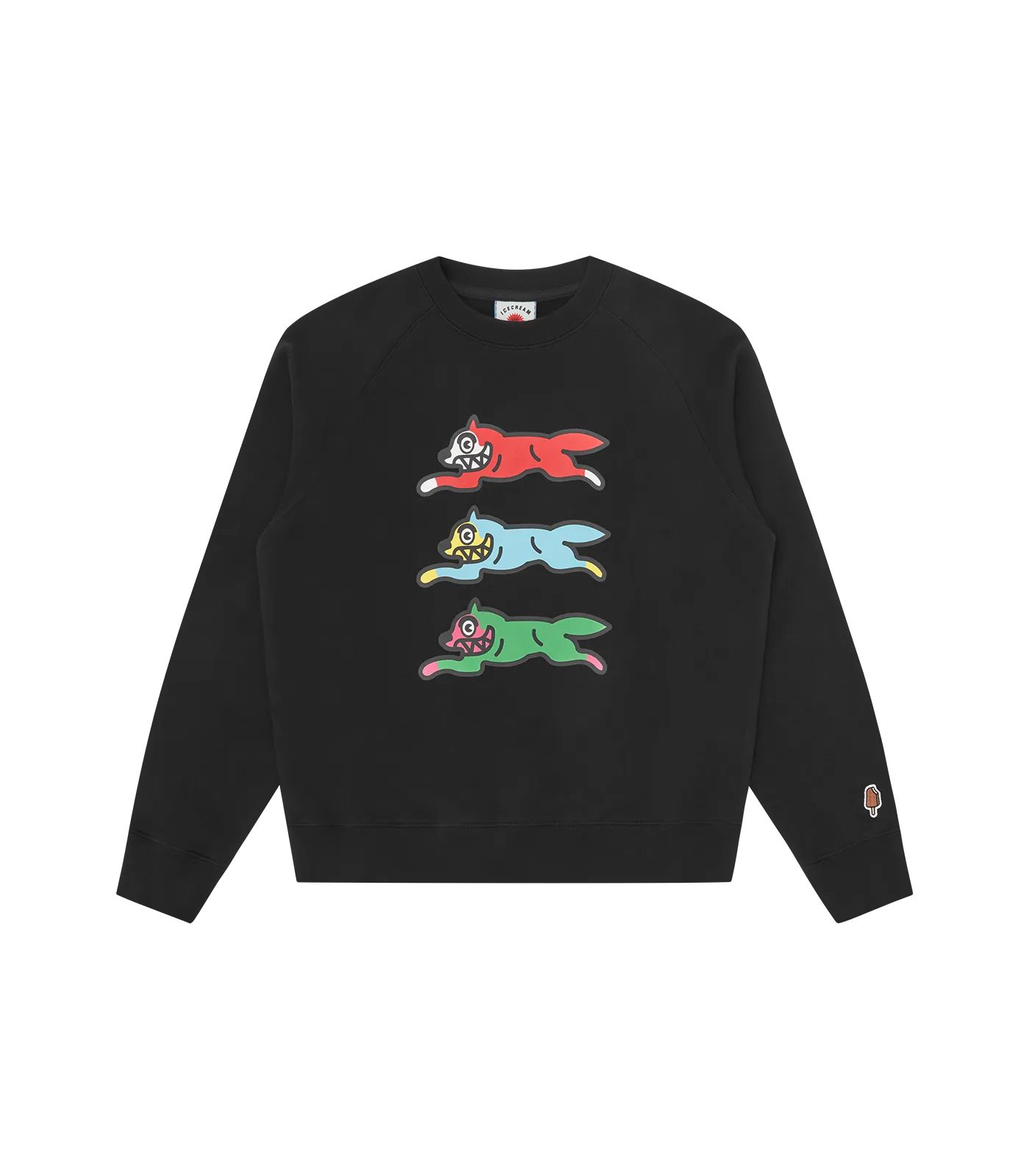 Triple Running Dog Crewneck Black - Shop Online Now!