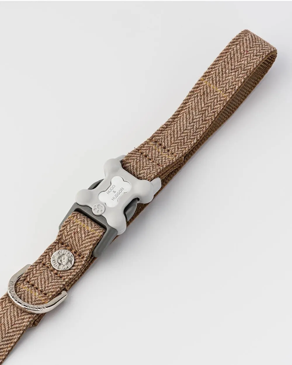 Tweed Dog Lead - Caramel Checked Herringbone