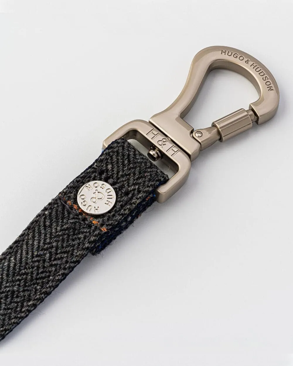 Tweed Dog Lead - Grey Checked Herringbone