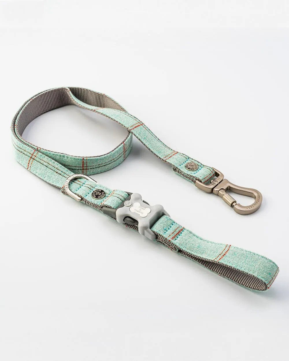 Tweed Dog Leash - Aqua Checkered