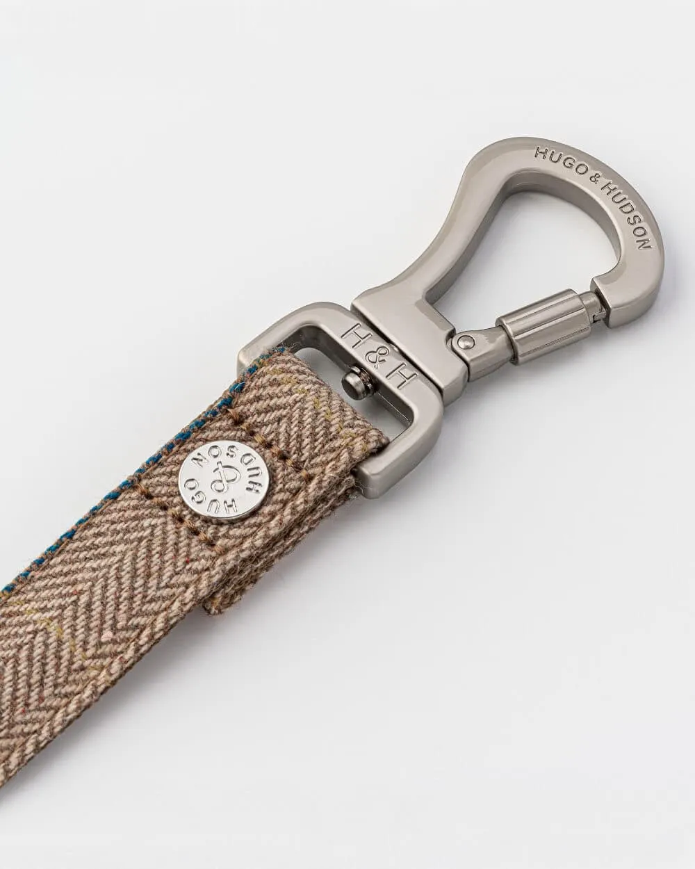 Tweed Dog Leash - Caramel Checkered Herringbone