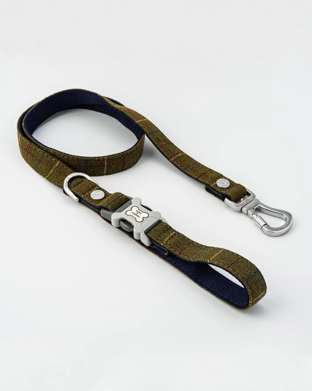 Tweed Dog Leash - Dark Green Checkered